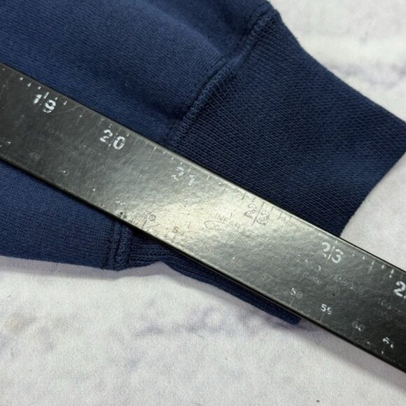 Vintage 90s Habitat Wilderness Hoodie M Embroidered Wolf Plaid Lined Hood Navy - Picture 7 of 16